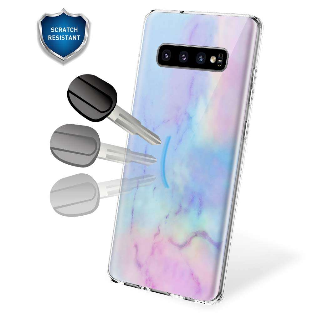 Caka Case for Galaxy S10 Marble Case Slim Anti Scratch Shockproof Luxury Fashion Silicone Soft Rubber TPU Protective Case for Samsung Galaxy S10 (Opal) 3