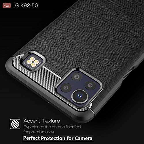 CruzerLite Case Compatible with LG K92 Case, Compatible with LG K92 5G Case, Carbon Fiber Texture Design Cover Anti-Scratch Shock Absorption Case Made for LG K92 5G (2020) (Carbon Blue) 5