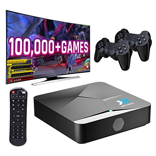 Retro Game Console Super Console x2 with 65000+ Games, Emulator Console Support 60+ Emulators, S905X2 Quad-Core Retro Video Game Console with 2 Wireless Controllers(256G)