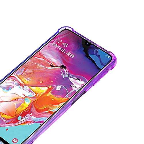 BAISRKE Clear Gradient Case for Galaxy A7, Shock Absorption Flexible TPU Soft Edge Bumper Slim Protective Cases Cover for Samsung Galaxy A7 2018 A750 SM-A750F - Blue Purple 3