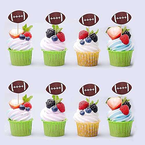 24 PCS Football Cake/Cupcake Toppers - Football Party/Football Game/Sport Party/Birthday Party Decorations Supplies Favors Cake Decor 4