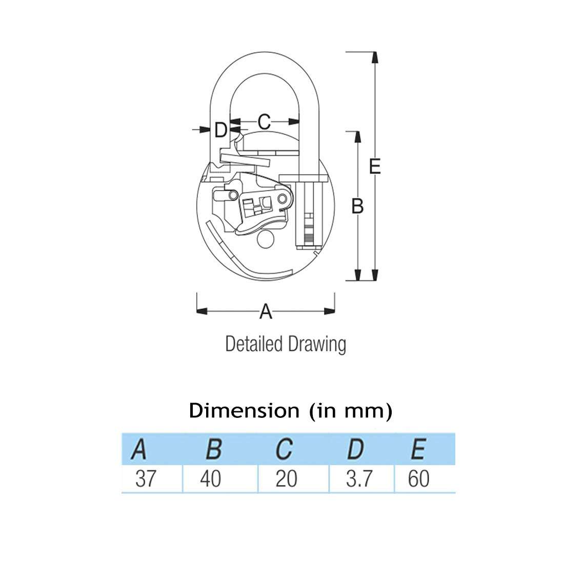 Harrison T-26 LITE/BCP-0532 Key Padlock (Silver, Painted Finish) 3