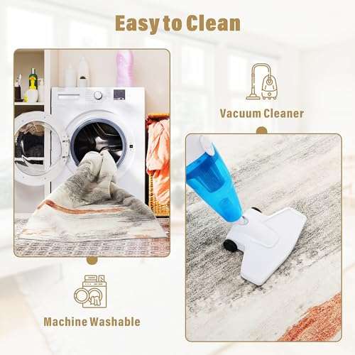 Carvapet Rugs for Hallway, Modern Abstract Low Pile Large Carpet with Rubber Backing, Foldable, Non Slip Machine Washable Runner Rug (8 x 2 Feet Rectangular, Blue Rug) 2