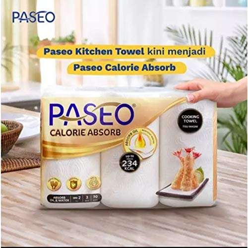 PASEO Kitchen Towel 70 Sheets x 3 Rolls (2 Ply)(Calorie Absorb) 2