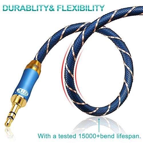 AUX Cable,EMK 3.5mm Nylon Braided Auxiliary Audio Cable [24KGold-Plated,Hi-fi Sound Quality] Tangle-Free AUX Cable for Headphones,Laptop,Phones,Tablets,MP3 Players,Car Stereos and More (3.3ft/1m) 6