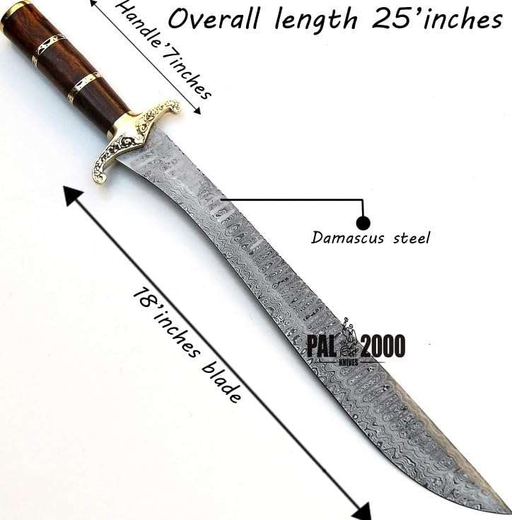 Custom Handmade Spring Damascus Sword with Sheath - Viking Sword Hunting Full Tang longsword for Men 9908 3