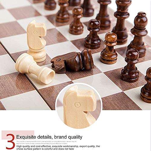 WUYAOCHUN Chess Set Board Game Folding Travel Portable Chess Set, Wooden Chess Game Backgammon Set, Portable Folding Travel Chess Board Game Gifts for Kids and Adult DG59 6
