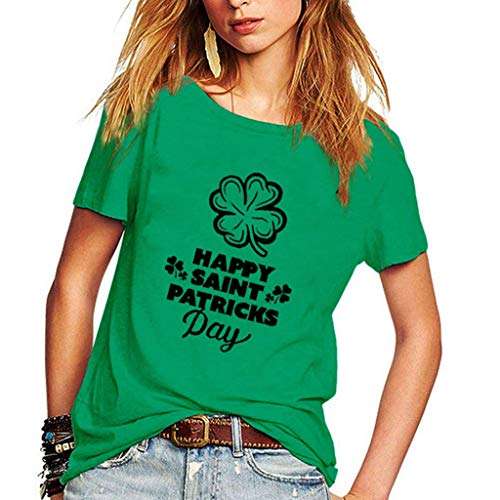 T-Shirt for Lovers Casual Short Sleeve St. Patrick's Day Printed Tops Women Men Round Neck Tees Shirts Blouse Tunic 3