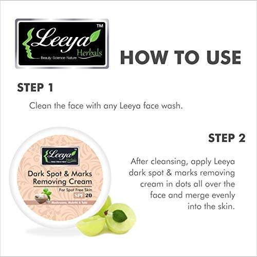 LEEYA HERBALS VITAMINC VITAMIN B3 WHITE MULBERRY LIQUORICE TEA TREE OIL NEEM HONEY APPLE CIDER VINEGAR PAPAYA RAKTA CHANDAN MANJISHTHA DARK SPOTS AND MARKS REMOVAL CREAM FOR OILY SKIN WOMEN MEN 75 GM 4