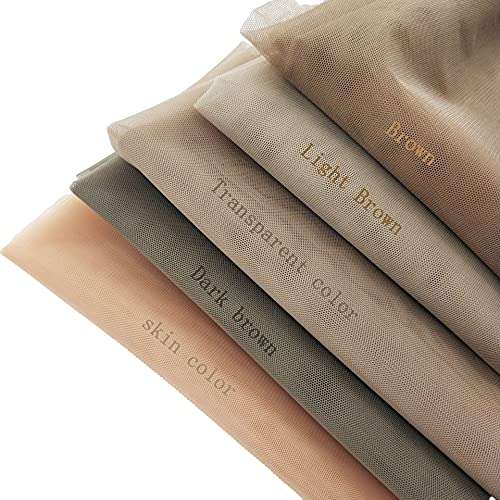 NIHE 1 yard of Swiss lace mesh, used for lace wig cap and wig making material or lace closed hair net ï¼Ë†Five colorsï¼â€° (Light brown) 4