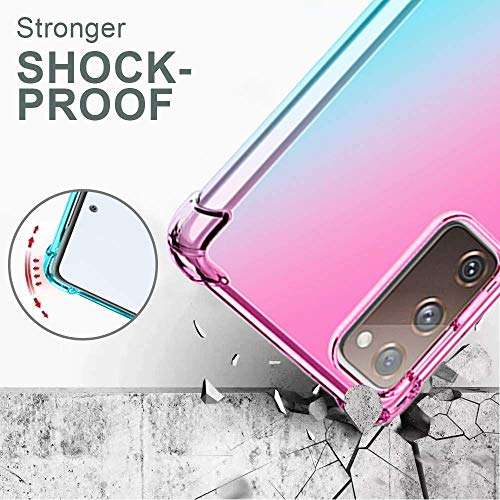 for Samsung S20 FE 5G Case, Transparent Shockproof Slim Two-Color Soft TPU Protection Cover Cases for Fit Samsung Galaxy S20 FE 5G (Pink/Green) 3