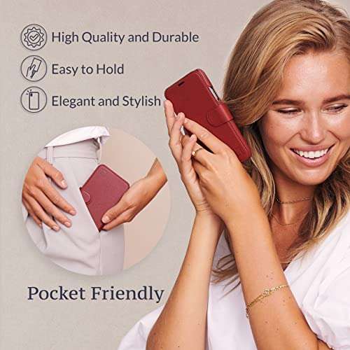 LUPA iPhone Xs Max Wallet Case -Slim & Lightweight iPhone Xs Max Flip Case with Credit Card Holder - iPhone Xs Max Wallet Case for Women & Men - Faux Leather i Phone Xs Max Purse Cases – Burgundy 6