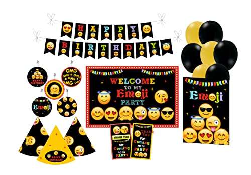 Pretty UR Party Emoji Party decorations Kit - 80 pcs includes Banner, balloons, thank you, centerpiece, danglers, Emoji Party Supplies, Emoji Birthday Decor, Banner for kids, girls, Boys 1