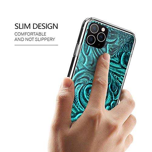 Turquoise Embossed Tooled Leather Floral Scrollwork Design Case Cover Compatible for iPhone iPhone (11 Pro Max) (iPhone 6 plus/6s Plus) 2