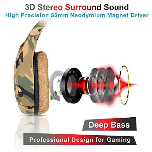 ONIKUMA K1B Stereo Gaming Headset with Mic and Controls for PC, PS4, Xbox and Mobiles (Camouflage Yellow) 2