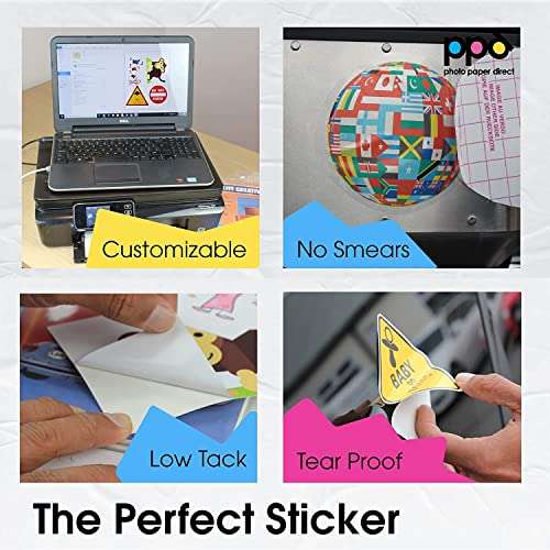 PPD Printable Vinyl Sticker Paper for Inkjet Printer, Matte Sticker Paper 8.5 x 11, Self-Adhesive Print Your Own Stickers at Home, Custom Photo, Waterproof & Tear Resistant, Instant Dry (20 Sheets) 6