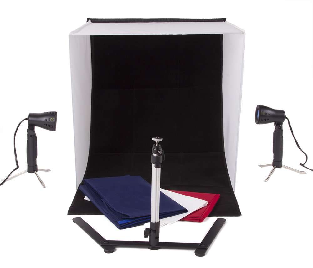 StudioPRO Square 24" x 24" Photo Studio Portable Product Photography Light with Light Set, Camera Stand, and Backgrounds 1