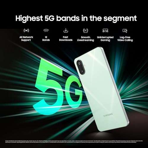 Samsung Galaxy M06 5G (Sage Green, 6GB RAM, 128 GB Storage) | MediaTek Dimensity 6300 | AnTuTu Score 422K+ | 12 5G Bands| 25W Fast Charging | 4 Gen. of OS Upgrades | Without Charger 3