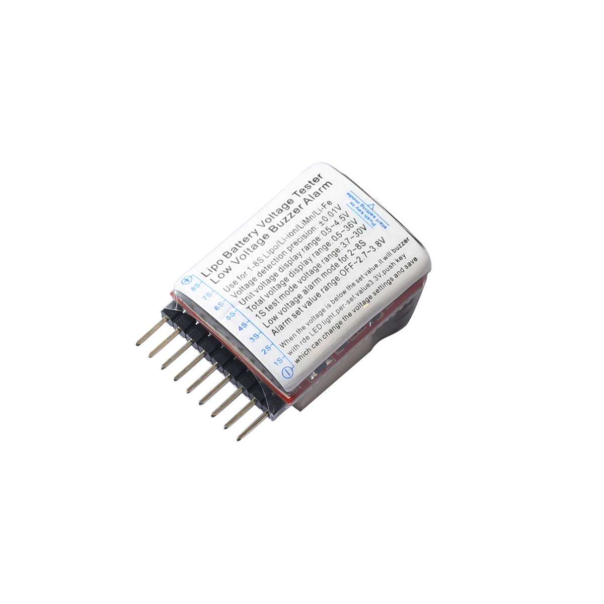 DEVMO 5pcs 1S~8S LiPo Life LiMn Voltage Checker Tester, Low Voltage Warning Alarm Buzzer with LED Indicator fit Remote Control Helicopter Spare Parts Monitor 3