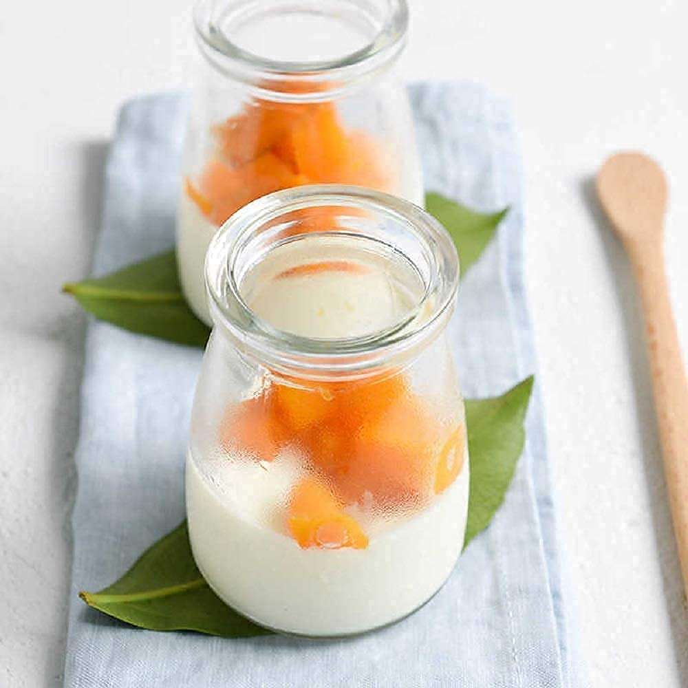 SKILLFUL Yogurt Pudding Glass Jars With Plastic Lids Mini Cup Small Glass Bottles Desserts Decorations (6 PCs /100 ml ) 4