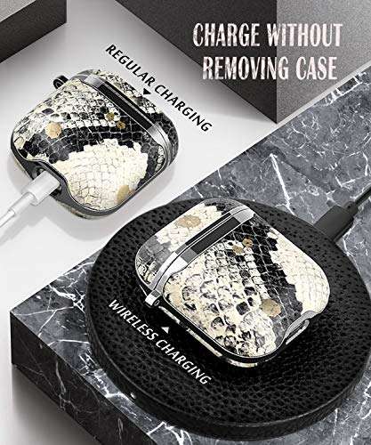 Simptech Designed for Airpods Case, Luxury Snakeskin 360° Protective Stylish Air Pod Earpods Case Cover with Keychain Compatiable with Apple AirPod 1st/2nd, Ideal Gift for Women and Girls 4
