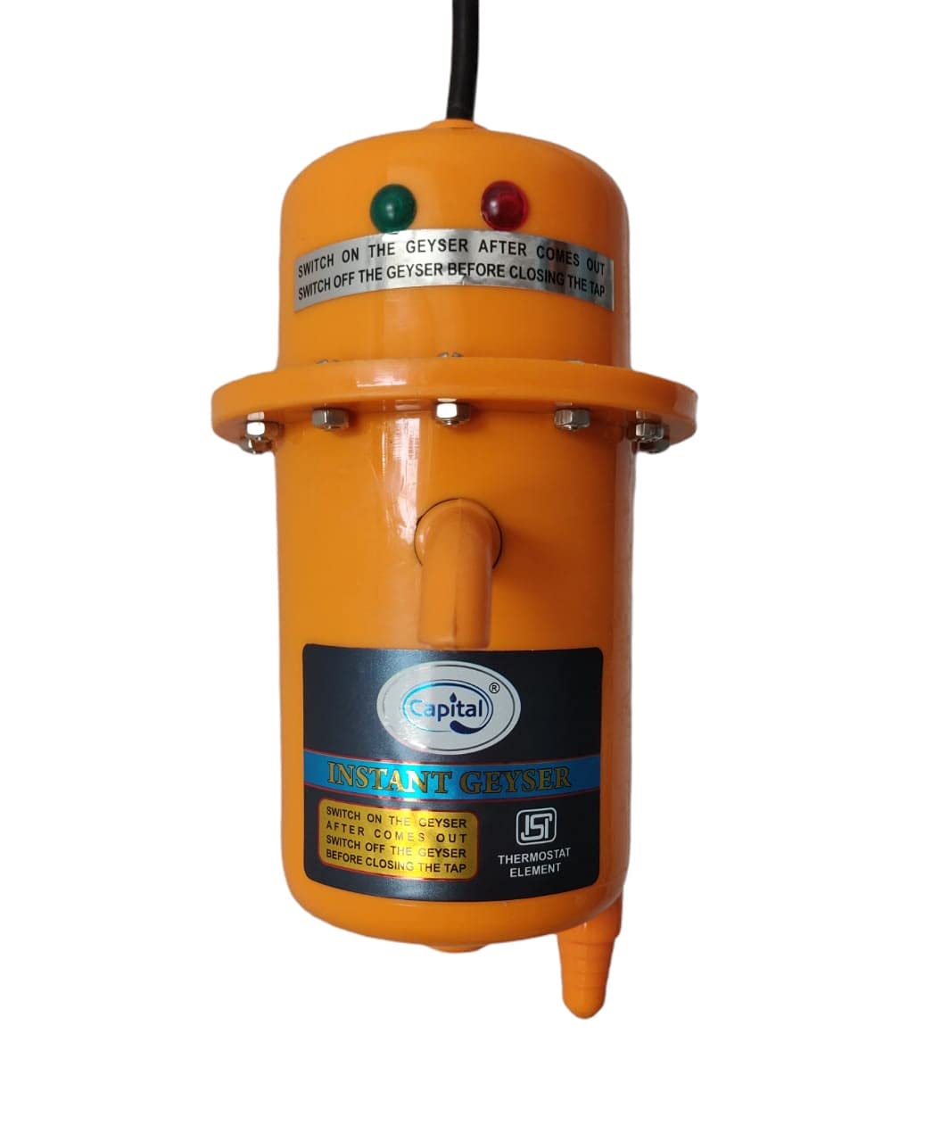 CAPITAL Instant Water Geyser 1 L Portable water heater, Made of First Class ABS Plastic with 1 Year Warranty, For Home, Office, Restaurant etc (Orange)