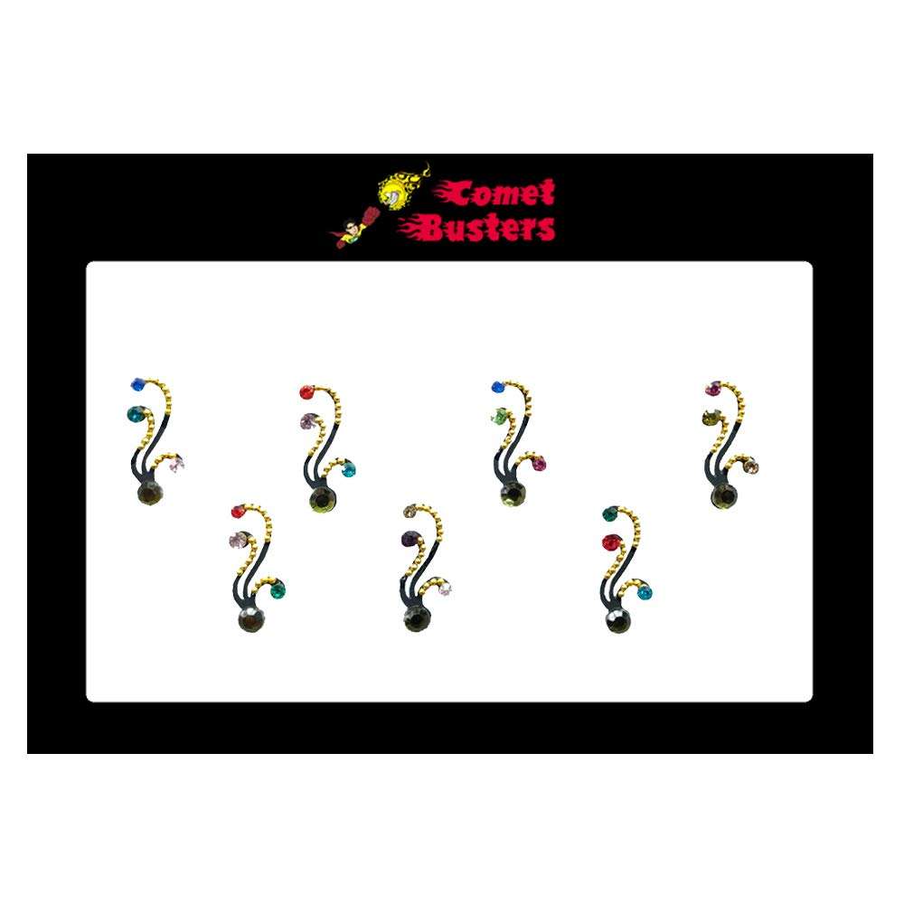 Comet Busters Beautiful Black Bindis With Multicolor Stones (BV633) 4