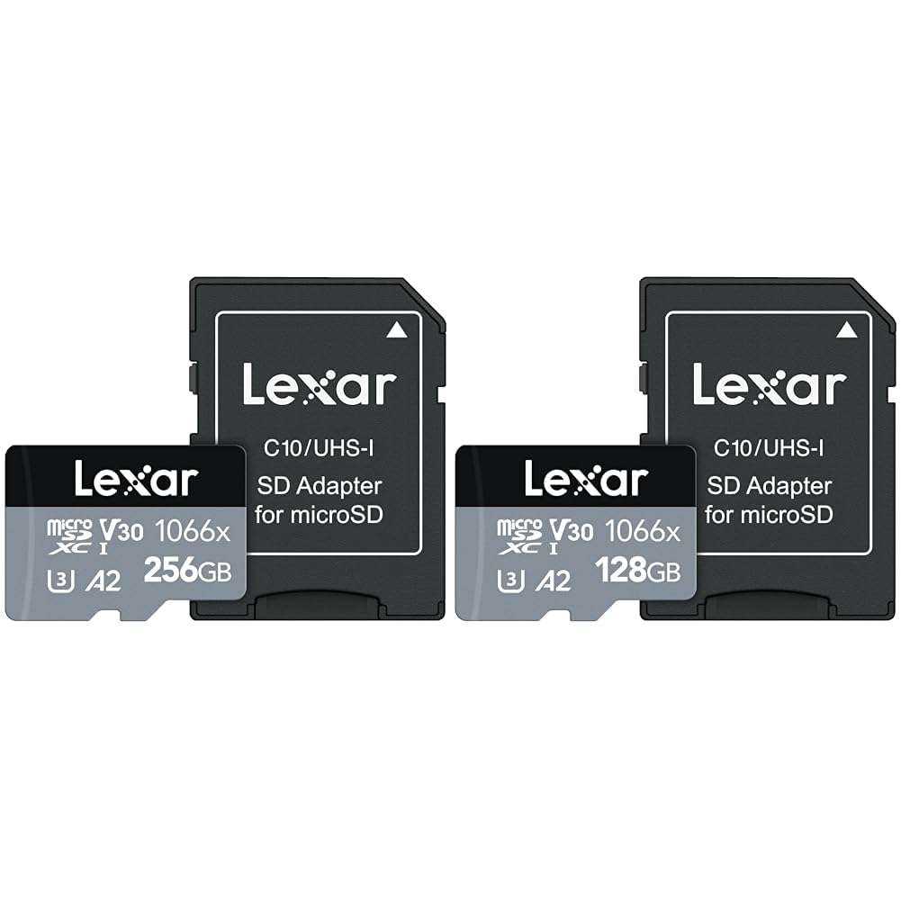 Lexar 1066x Micro SD Cards 256GB & 128GB - UHS-I, 160MB/s Reading, 120MB/s Writing, U3, V30, A2 - Silver 1