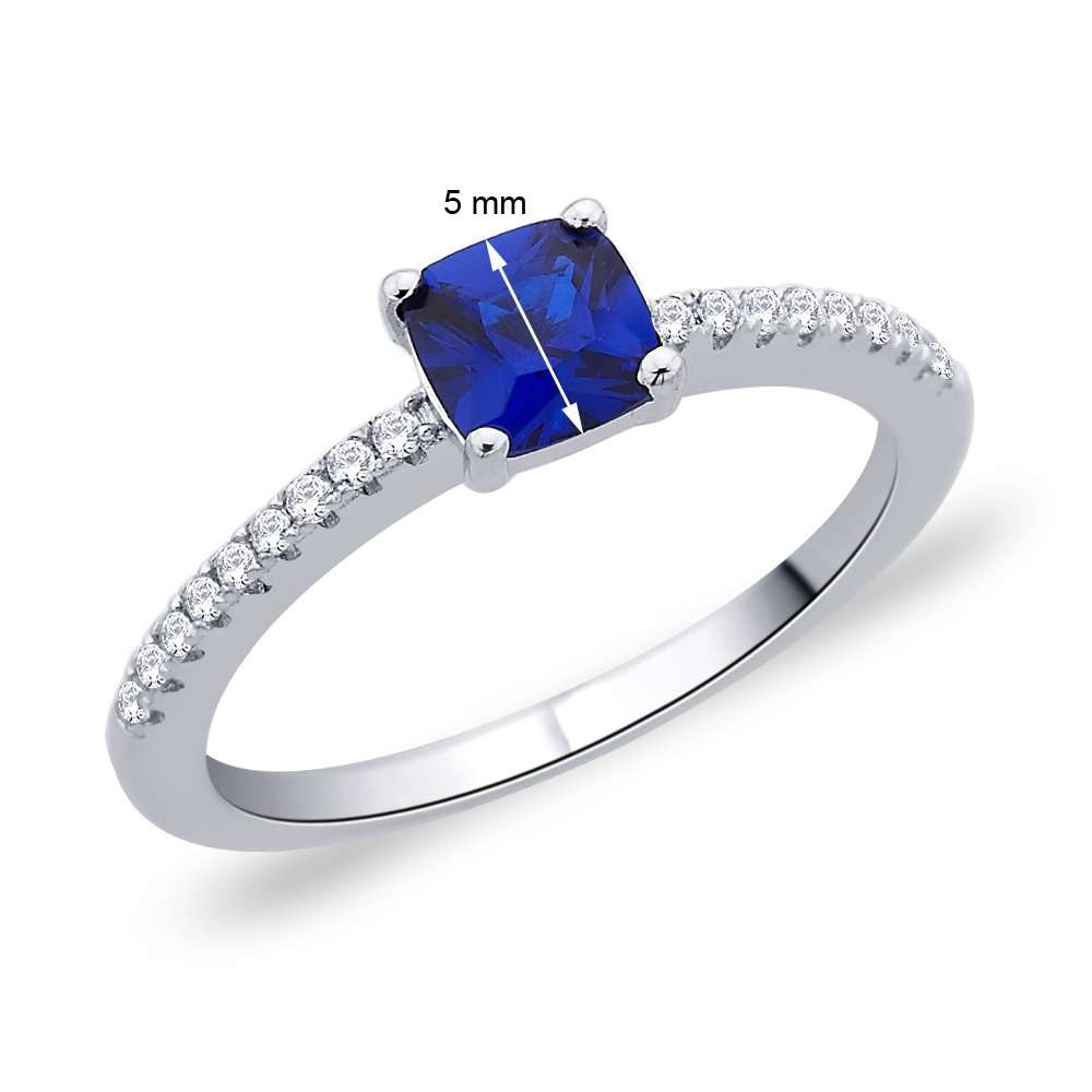 Peora Blue Sterling Silver Rhodium Plated Cz Ring For Women 2