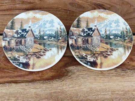 SANDSTERS Natural Sandstone Countryside Printed Absorbent Beverage Coasters Set of 2Pcs 3