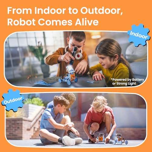 Sillbird Solar Building Robot Kit STEM Gift for Boys Aged 8-13, DIY Science Educational Toys for Kids Teens Birthday, 12-in-1 Solar or Battery Powered Robotic Set with 197 Pieces 4