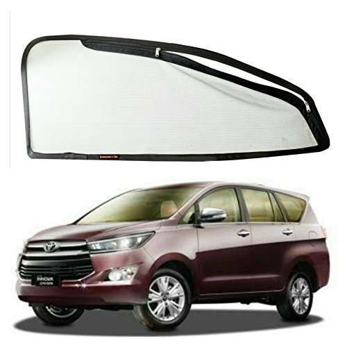 Commander Car Sun Shade with Zipper for Toyota Innova Crysta (Set of 6, Black)