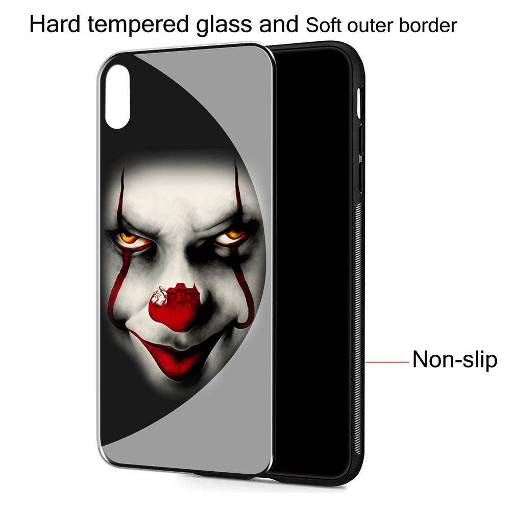Luxury Cover for Samsung Galaxy S10 Phone Case,9H Tempered Glass Back Cover Soft Silicone Anti Scratch Bumper Design LC-243 Stephen King's IT Pennywise Protective Case 3