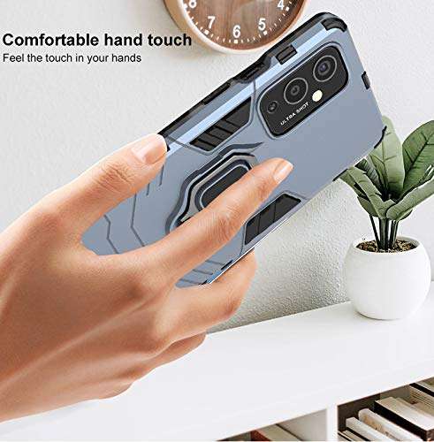 Starhemei for OnePlus 9 Case with Tempered Glass Screen Protector, 360°Rotating Car Magnetic Ring Kickstand Cover Case, Shock-Absorbing Phone Case for OnePlus 9 (BlueGray) 3