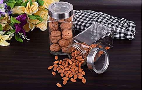 Sazoli Spice Jar Glass Jars and Container with silicone Buckle Lid for Kitchen 300 ml (3) 3