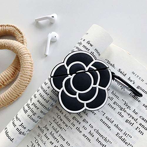 ONGHSD for Airpods Case Cover,Cute 3D Camellia Flower Silicone Cover for Apple Airpods 1 2 Case Earphone Cover for Airpod Floral Pattern with Keychain Gift for Girls Kids or Woman 2