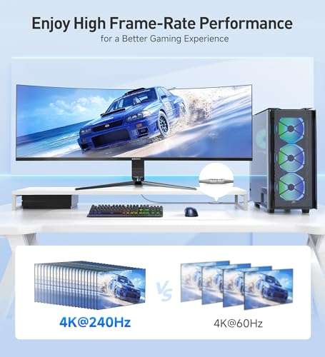 Cable Matters 48Gbps Ultra HD 8K HDMI Extension Cable - 3.3ft / 1m, Supports [8K@60Hz / 4K@240Hz with HDR], HDMI Male to Female Extender Cable, Titanium Silver 4