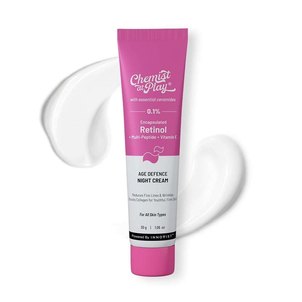 Chemist At Play 0.1% Retinol Night Cream | Reduces Wrinkles, Fine Lines & Sunspots | Anti-Ageing Formula | Lightweight & Fast-Absorbing | Beginner Friendly | All Skin Types | Boosts Collagen | 30 g 1