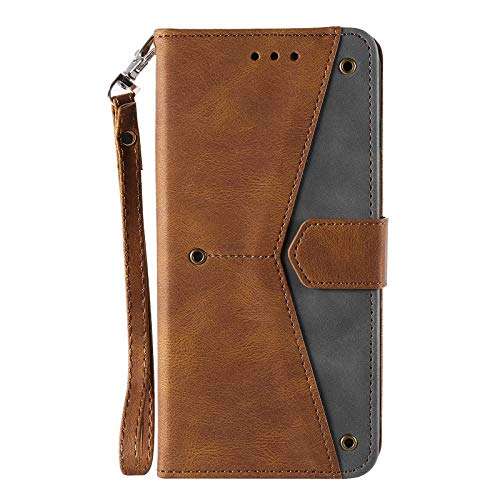 EYZUTAK Splicing PU Leather Case for iPhone SE(5G) 2022 iPhone 7 iPhone 8 iPhone SE 2020, Retro Vintage Durable Flip Folio Wallet Cover with Magnetic Closure Kickstand Card Slots - Brown 5