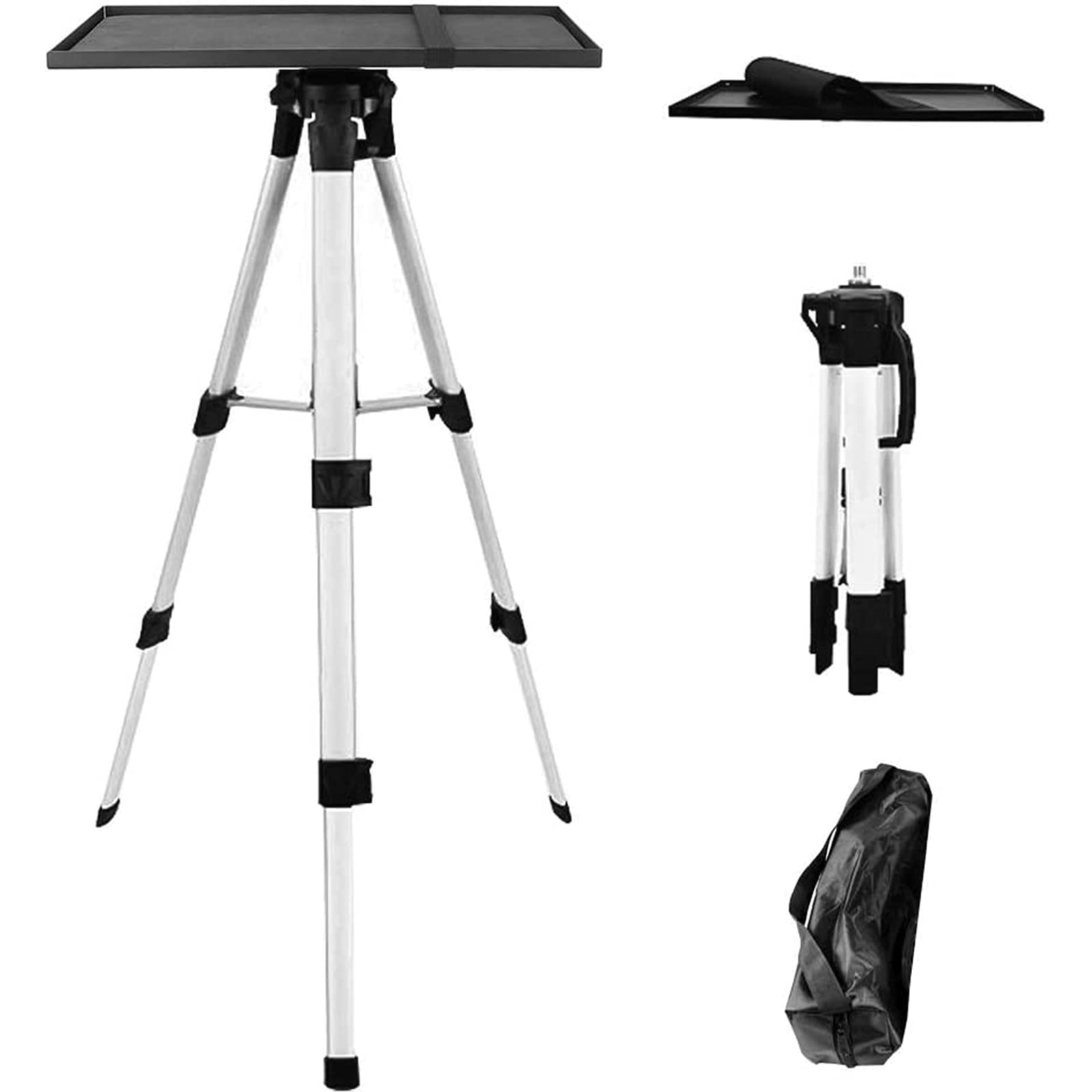 Aluminum Tripod Projector Stand, Adjustable Laptop Stand 21 to 54inch Multi-Function Stand with Tray Holder and Storage Bag for Projectors Laptops Photography 1