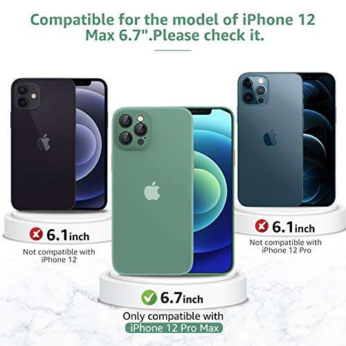 Shockproof with iPhone 12 pro max case with camera lens protector clear Liquid Silicone Gel Rubber Phone Case,ultra thin Cases for iPhone 12 Pro max Cover 6.7” Slim Soft Protective Case(Forest Green) 2