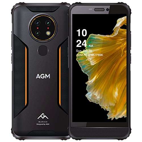 AGM Smartphone Unlocked, Rugged Android Phone w/IR Night Camera 13MP, 4G LTE Dual SIM, 4GB+64GB, 5.7" HD in-Cell Screen, 5400mAh, 100dB Loud Speaker, Waterproof Phone w/Fingerprint/Face ID/GPS/NFC 1