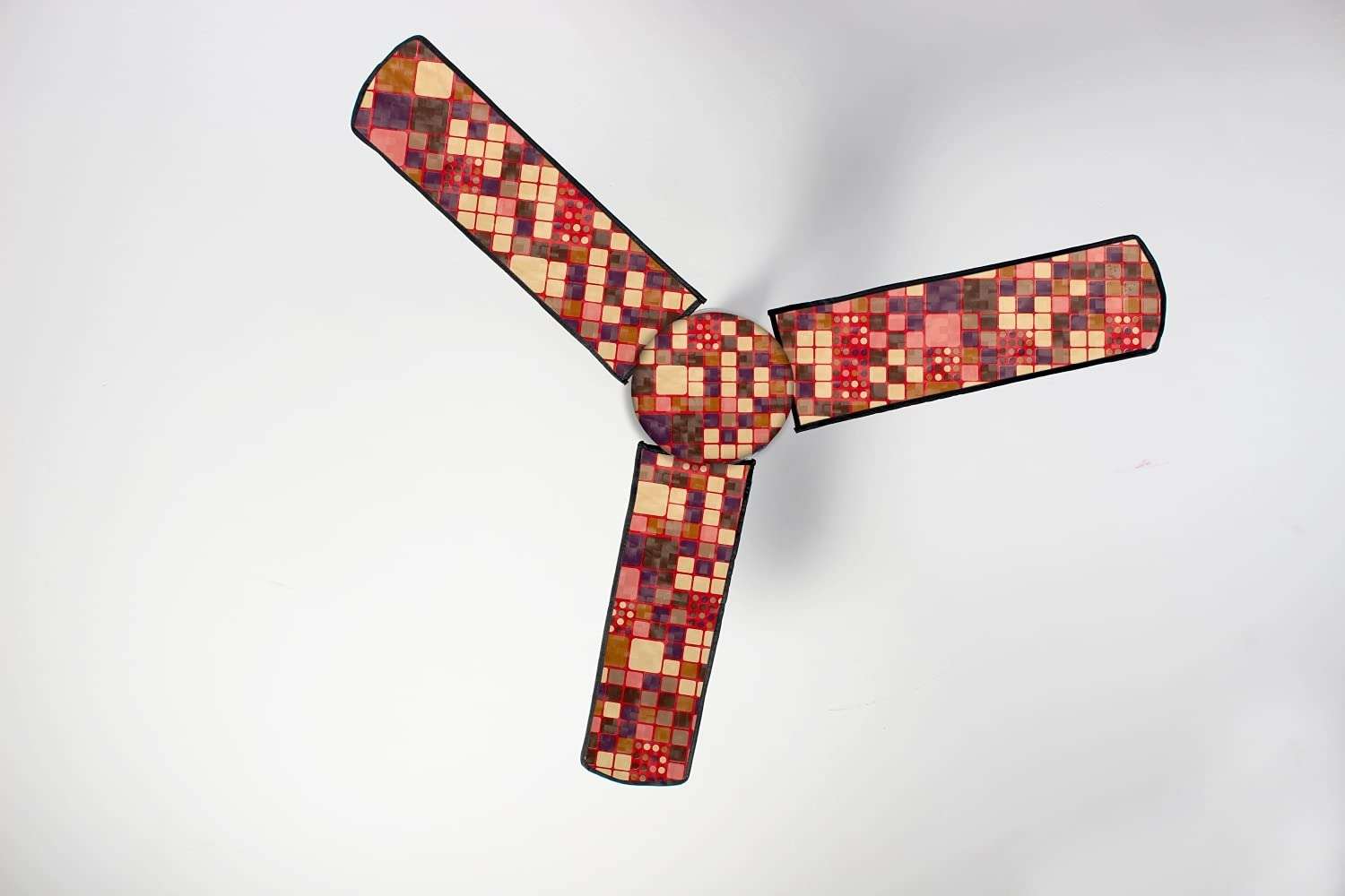 The Furnishing Tree Waterproof & Dustproof Three Blade Ceiling Fan Cover with Attachable End Enclosure Set of 2 Fan Covers Abstract Brown 1