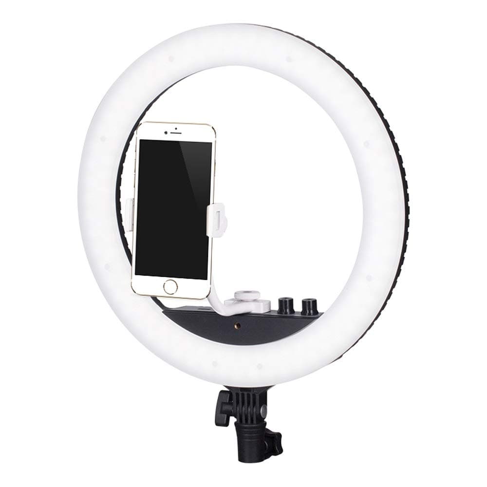 13.5" LED Ring Light with Tripod Stand and Phone Holder for Selfie,Live Streaming & YouTube Video, Dimmable Desk Makeup Ring Light for Photography, Shooting with 3 Light Modes and 10 Brightness Level