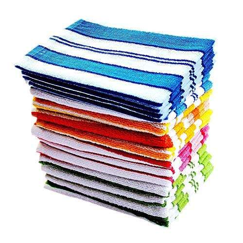 JNT Enterprises Striped Hand Towels High Absorbent for Kitchen Men and Gym (Set of 6)-, 12 inch X 18 inch (Multi Color) 1