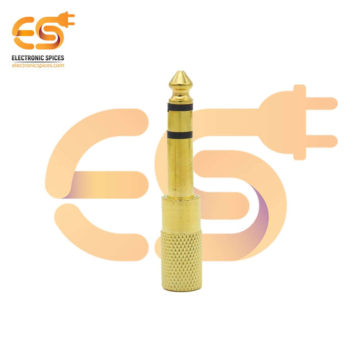 Electronic Spices Stereo 6.35mm Male to 3.5mm Female Golden Color Audio Connector (Pack of 2) 4