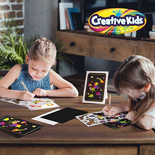 Creative Kids Scratch Paper Arts and Crafts Kit for Kids Gifts Ages 6-12 - Scratchboard Stylus Frames - Rainbow Unicorn Home Activity for Boys & Girls Birthday Gift for Children Ages 6+ 5