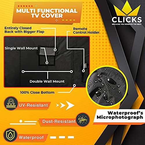 Outdoor TV Cover, Waterproof and Dustproof, Black, Size 60” - 70” 5