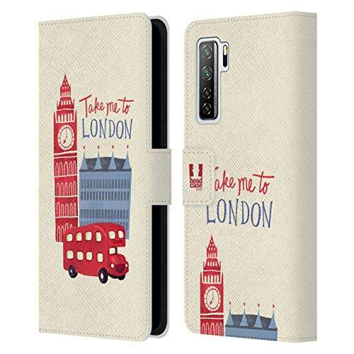 Head Case Designs Travel London Best Leather Book Wallet Case Cover Compatible with Huawei Nova 7 SE/P40 Lite 5G 1