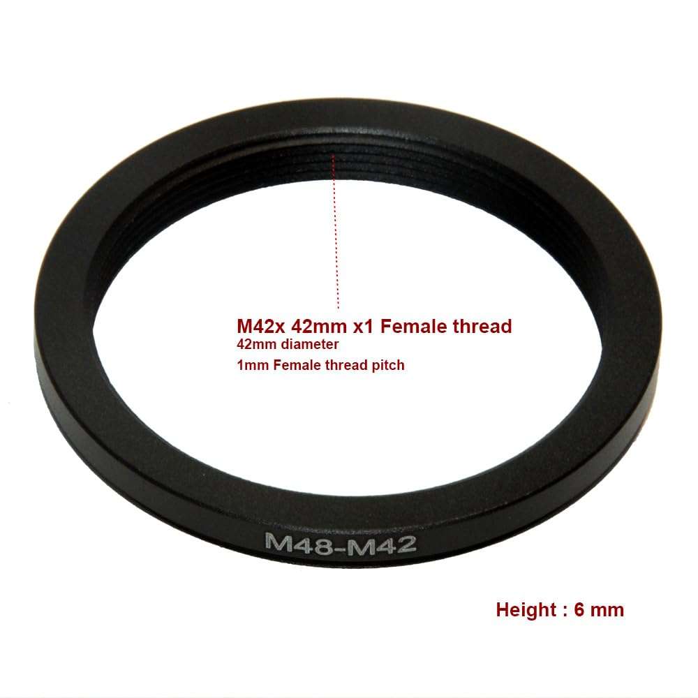 HAPPYTOPSTAR M48 (48mm 0.75mm Thread Pitch) to M42 M42x1mm (42mm 1mm Thread Pitch) to M48-M42 mm Male to Female Coupling Ring Telescope Adapter 3